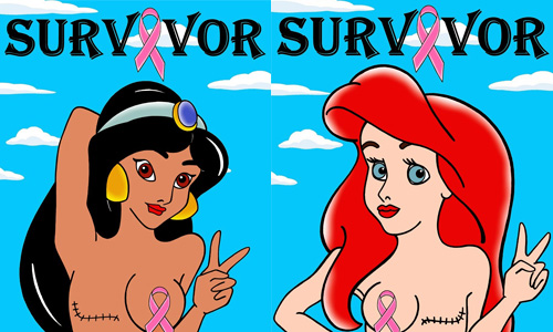 如果她們得乳癌？迪士尼公主半裸響應粉紅絲帶運動 粉紅絲帶、預防、乳癌、迪士尼、公主