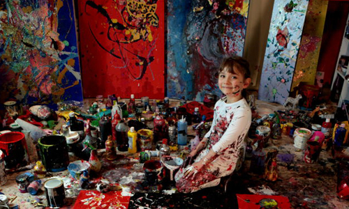 才7歲就已經功成名就！天使臉龐小萌妹的超強潑墨彩繪 Aelita Andre、澳洲、藝術、彩繪、油畫