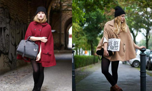 不是只有瘦子才能穿 2014冬季斗篷搭配5招 斗篷、冬季、穿搭、白色、緊身褲
