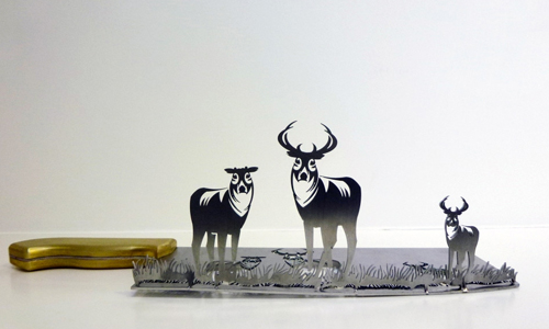 「再不刀下留命人類將亡」 制止過度殺生的菜刀剪影藝術 李洪波、菜刀、剪影、藝術、殺生、動物、人類、滅亡、絕種、貪婪、北京、香港、藝術