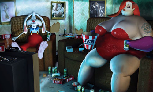 童年卡通明星現淪落何方？震撼動畫將動畫人物搬到現實 震撼、動畫、Where Are They Now?、Steve Cutts、Jessica Rabbit