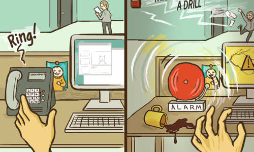 電話鈴聲＝警報器？6張圖測試你的社交恐懼症 Shea Strauss、插畫、CollegeHumor、現實、幻想