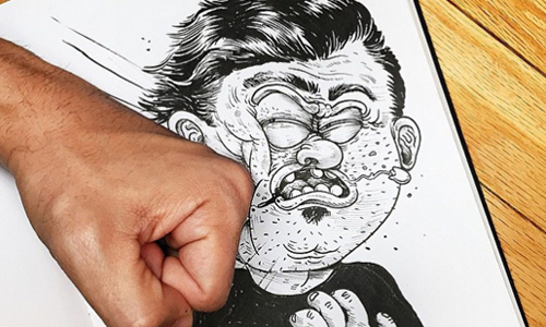 被自己的畫虐待惡整？插畫家與畫中暴怒男的決鬥 Alex Solis、畫、暴怒、插畫、美國