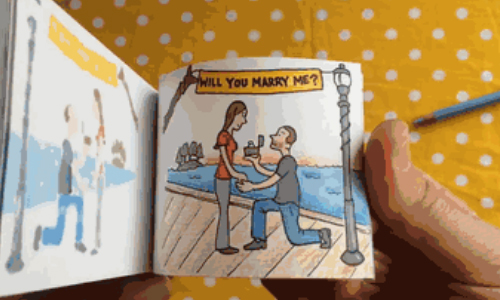 最有創意的浪漫求婚法─戀人手翻書絕對讓你感動到哭 Ben Zurawski、手翻書、手翻動畫書、動畫、插畫、藝術、求婚、戀人、好方法、浪漫、芝加哥、愛情、客製化、藝術