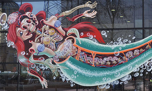 人魚公主被解剖了！塗鴉街頭藝術家激進創作 塗鴉、藝術、街頭、Nychos、插畫