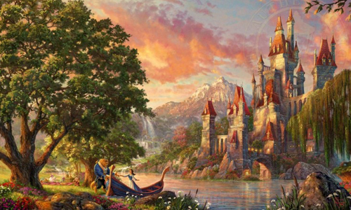 迪士尼情侶偷約會？繪光大師筆下的唯美瞬間    迪士尼、Thomas Kinkade、王子、公主、繪畫、藝術、油畫、童話、藝術