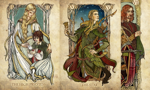 戀人牌竟然是三人行！看《魔戒》角色化身為塔羅牌 魔戒、塔羅牌、藝術、繪畫、fan art、藝術