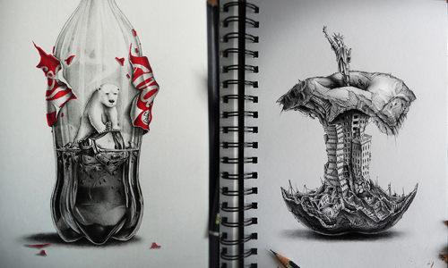 多想幾秒會發現畫中有話！PEZ的諷刺鉛筆畫考驗敏銳度    PEZ、迪士尼、敏銳、陰暗、諷刺