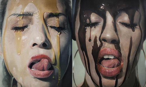 讓人想吃了她們！美女淋上蜂蜜的超寫實繪畫 Mike Dargas、繪畫、超寫實、蜜糖、蜂蜜
