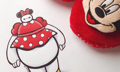 艾莎女王不慎發福？杯麵大玩cosplay向迪士尼前輩致敬 迪士尼、Disney、大英雄天團、Big Hero 6、杯麵、Baymax、插畫