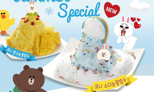 兔兔、熊大雪花冰萌翻天！LINE家族可愛入侵韓國咖啡廳  愛玩妞、韓國、咖啡、LINE、雪花冰