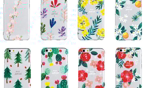 手機原色襯托花的姿態 韓系唯美花卉插畫透明手機殼 手機殼、韓國、花卉、插畫、透明