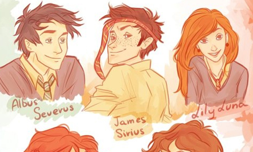 最害怕被分到史萊哲林！《哈利波特》下一代如果去讀霍格華茲... 同人畫、哈利波特、霍格華茲、可愛、後代