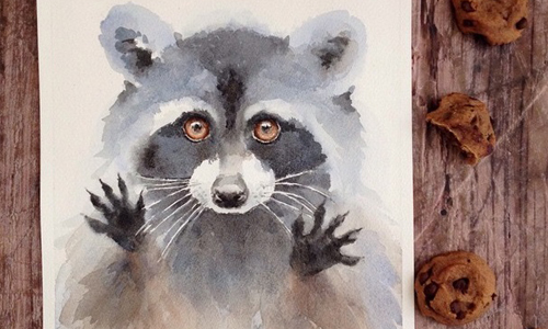 水彩畫的浣熊米糕一樣可愛！藝術家的柔美動物手繪 水彩、手繪、動物、藝術家、 Maria Stezhko、 cmwatercolors、Instagram、夢幻、柔美、藝術