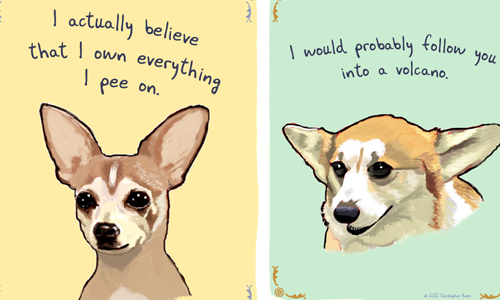 「尿過的地方都是我的領地」狗狗貓貓真心話老實說插畫 Tiny Confession、Christopher Rozzi、插畫、自白、告白、獨白、貓咪、狗狗、兔子