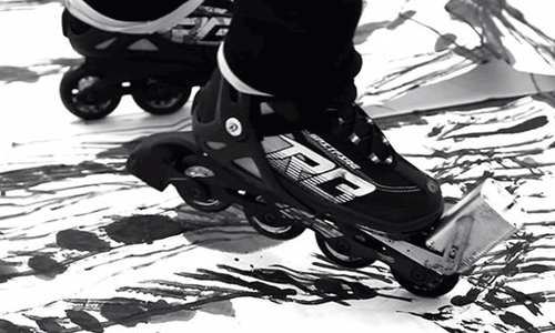 直排輪也能成為畫筆？「溜」出來的13公尺中式山水畫 Tian Haisu、山水、中國風、山水畫、水墨畫