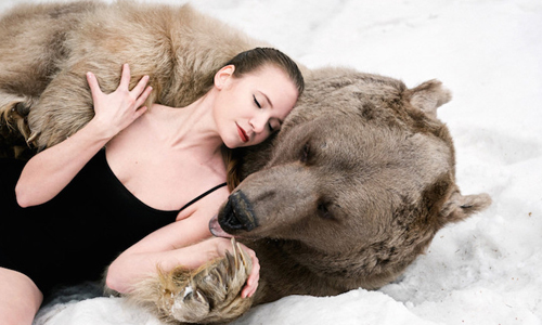 名符其實「熊抱」女模！棕熊攝影讓你看見童話成真 俄羅斯、奇幻、童話、棕熊、攝影