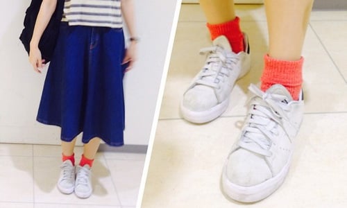 大叔系「紅襪」掀起大流行？！日本女生的時髦紅襪穿搭CHECK 穿搭、襪子、紅色、紅襪、日本