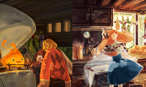 在童話小鎮遇見卡西法！會動的溫暖療癒系吉卜力風插畫 Sparrow、溫暖、優雅、插畫、動圖