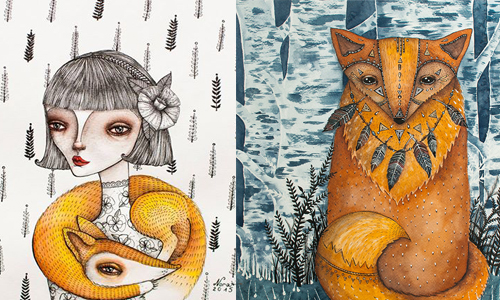 一窺狐狸小姐的世界！超精緻的奇幻繪本風水彩動物 Norvile Dovidonyte、水彩、奇幻、繪本、狐狸