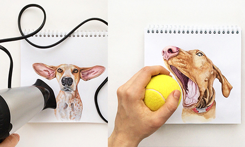 穿越畫紙來玩狗！互動系狗狗插畫讓你忍不住手癢 插畫、Valerie Susik、狗、互動、Instagram