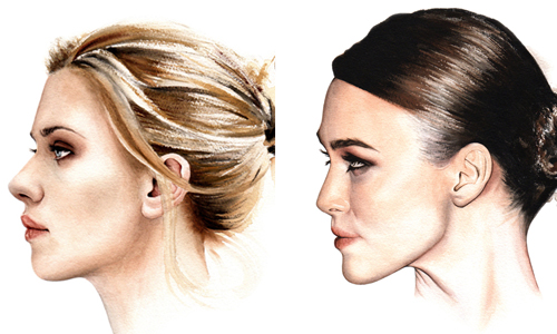 從側面猜猜她是誰？超逼真的好萊塢女明星水彩畫 Davide Morettini、義大利、水彩、藝術、好萊塢