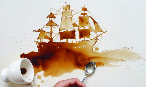 不小心打翻咖啡杯就變這樣？流淌出神奇的咖啡繪畫 Giulia Bernardelli、神奇、咖啡、繪畫、創作