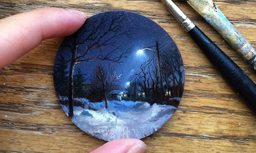 宛如從精靈之窗探出去的奇幻仙境！藝術家的迷你夢幻風景畫 Dina Brodsky、Instagram、藝術、繪畫、手繪