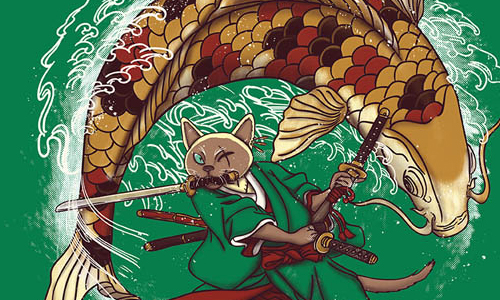 索隆變成貓咪耍三刀流？霸氣十足的帥貓武士插畫 xiaobaosg、William Chua、插畫、藝術