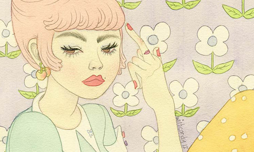 像我這樣的女孩有點奇怪！繽紛系微獵奇女子插畫 Sashiko Yuen、獵奇、女子、繽紛、Wishcandy