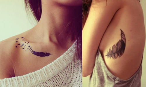 宛如落入凡間的天使痕跡！夢幻滿點的女孩羽毛刺青 羽毛、刺青、夢幻、女孩、浪漫