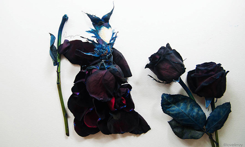 用玫瑰花瓣竟能做出黑魔女長袍？讓女孩心癢癢的浪漫花朵禮服 Instagram、lovelimzy、花朵、禮服、花裙、藝術、Limzy、藝術