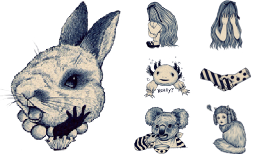 貞子哪有這麼可愛！微獵奇暗黑少女風貼圖 Terusan、Surreal、line、貼圖、獵奇