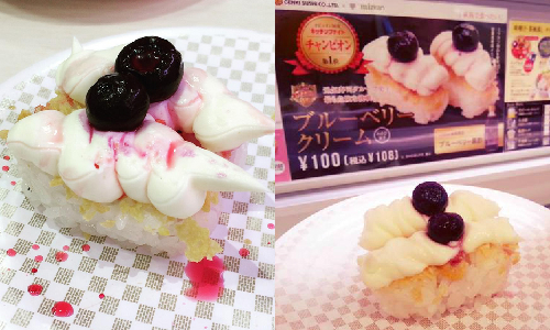 這個口味沒問題嗎？！「藍莓奶油壽司」歡迎勇者挑戰 壽司、日本、ブルーベリークリーム寿司、藍莓奶油壽司、挑戰