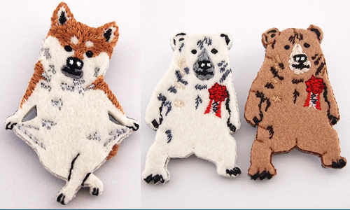 一臉淡定、行為卻超有戲？日本設計師的療癒系動物刺繡 千葉純一、pokefasu、刺繡、手作、胸針、療癒、動物、萌、可愛、藝術