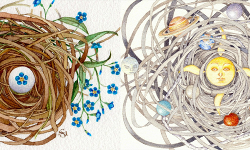 揉合夢與記憶的唯美世界 手繪插畫讓你一窺鳥巢裡的宇宙 療癒系、插圖、插畫、水彩畫、Susan Martinelli