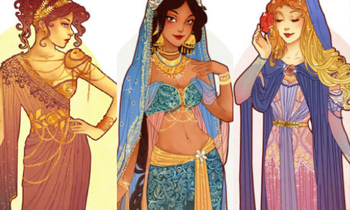 只有公主才撐得起的奢華禮服！超美型慕夏風迪士尼女角插圖 慕夏、迪士尼、迪士尼公主、插畫、奢華、Disney、Disney Princess、藝術