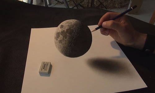 藝術家用畫筆就能讓月球浮起？讓你嘆為觀止的擬真3D手繪 Stefan Pabst、立體、手繪、3D、寫實