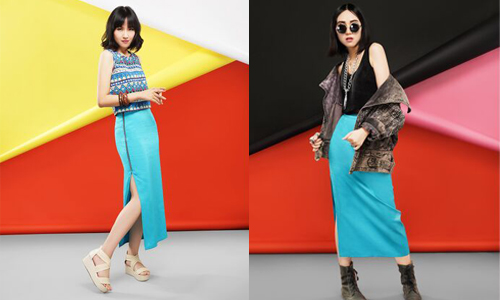 就用它來抓住夏天的尾巴！長裙的14種極限穿搭 clotho、穿搭、夏天、藍色開岔裙、14種極限穿搭