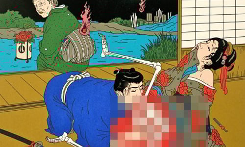 近似A片的情色畫卷 獵奇畫家佐伯俊男的暴力奇想插畫 佐伯俊男、血腥、誘人、情色、畫布