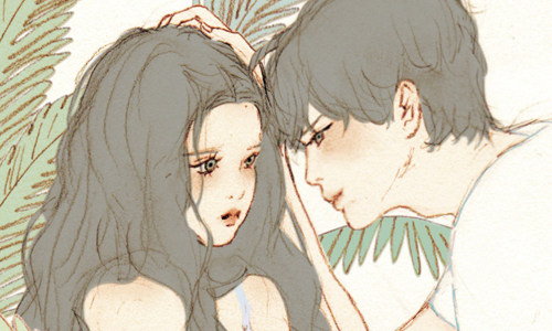 抓住情侶接吻前的心動瞬間！韓國女孩的唯美戀人插畫 살구、salgoo、韓國、插畫、Instagram