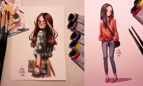 說是皮克斯的動畫新角色也不違和！人物設計師的水彩女孩手繪 Ira Sluyterman van Langeweyde、慕尼黑、設計、插畫、卡通、動物、角色、女孩、Instagram、iraville、藝術