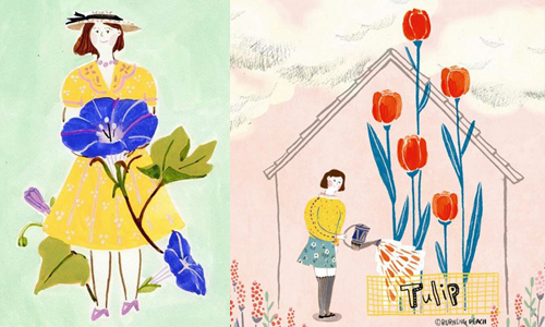 屬於女孩的花間密語　韓國插畫家筆下的清新世界 Se Mi Lee、burning peach、Instagram、韓國、插畫家