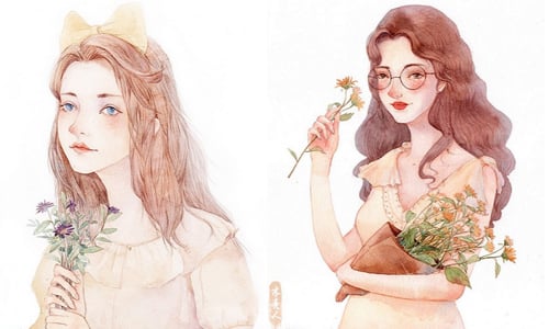 女孩純真歲月的定格畫面！富含溫柔寧靜感的水彩手繪 木殼人、mukeren、instagram、水彩、手繪