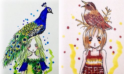 如果藍孔雀女體化？看看你的誕生鳥是怎樣的女孩吧！ write.rium、instagram、R_star、手繪、少女