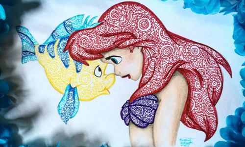 就是要讓你看得目不轉睛！結合纏繞畫的迪士尼Fan art kristina_illustrations、instagram、Kristina、迪士尼、公主