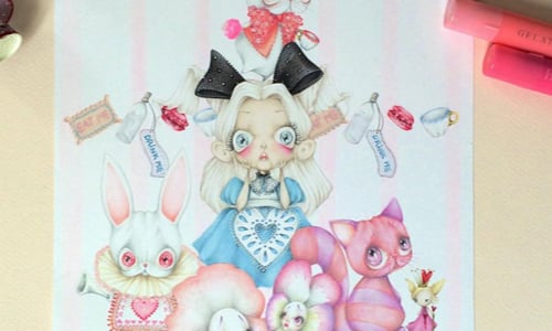 愛麗絲整個湯婆婆化？！看過一眼就忘不了的病態系手繪 instagram、camillepfister、愛麗絲、手繪、色鉛筆