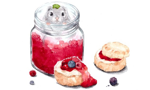 我的果醬裡有隻小飛鼠！可愛動物加持讓食物更美味的擬真插畫 다비、dabi、dabidabidab、韓國、插畫家