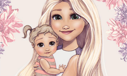 樂佩和尤金的寶寶長這樣！當迪士尼公主變成媽媽... 迪士尼、disney、同人插畫、Kristen Keller Reeves、愛麗兒