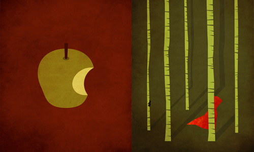 在森林裡飄動的紅色斗篷是誰？你也能一眼就猜出的童話故事 簡約、童話、Christian Jackson、海報、符號